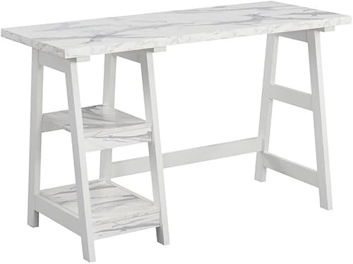 Convenience Concepts Designs2Go - Escritorio con caballete de 47 pulgadas, moderno escritorio o tocador con estantes, para oficina, dormitorio, sala