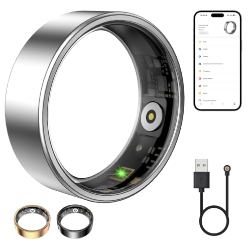 Image of Smart Ring for Women & Men, Fitness Tracker with Heart Rate, Sleep Monitoring, Long-Lasting Battery, No Subscription Fee, IP68 Waterproof Sleep Ring (Silver, 6)