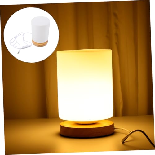Lámpara de mesa de noche LED con base de madera y carga USB miniatura 6