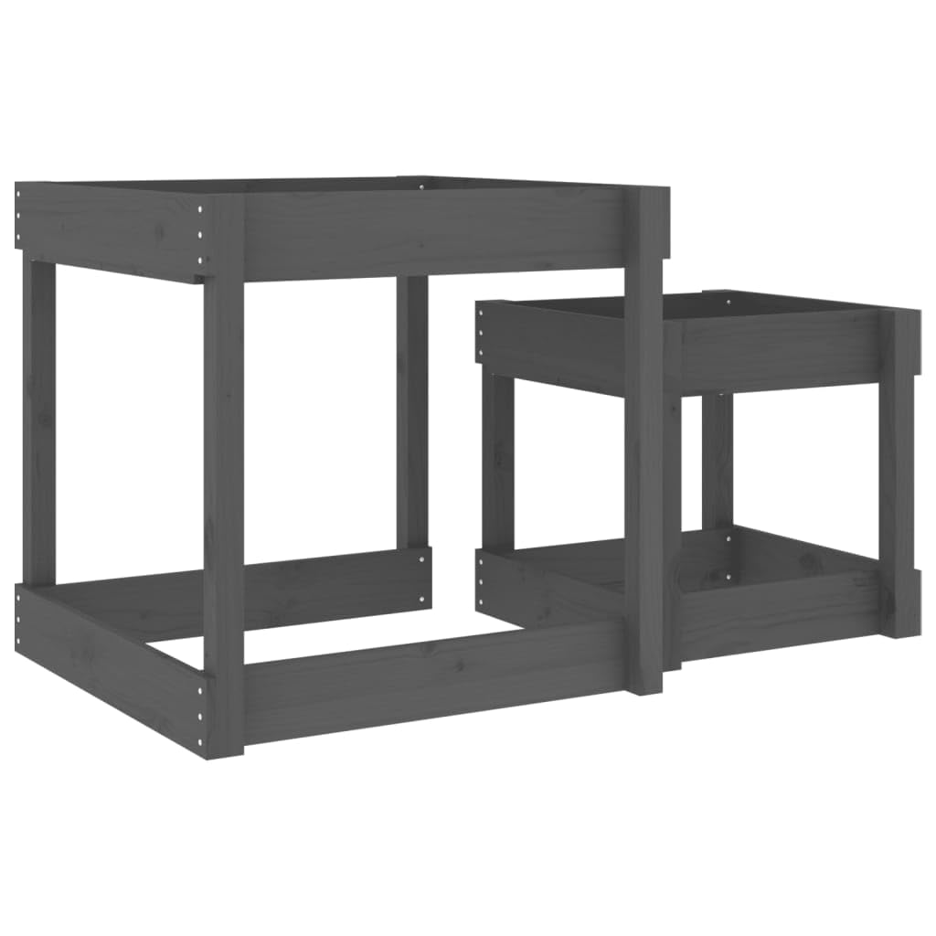 Sand-Spieltische 2 STK. Grau Massivholz Kiefer,15.02kg,825053