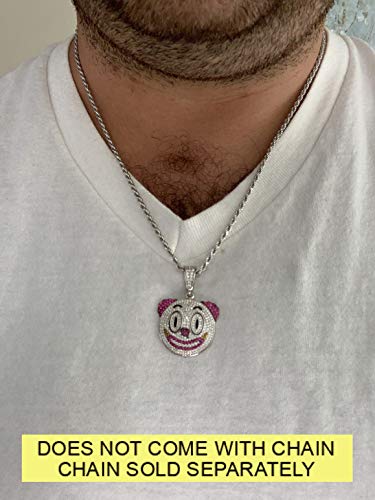 HarlemBling Solid 925 Sterling Silver Iced Clown Emoji Pendant - Smile Face Hip Hop3