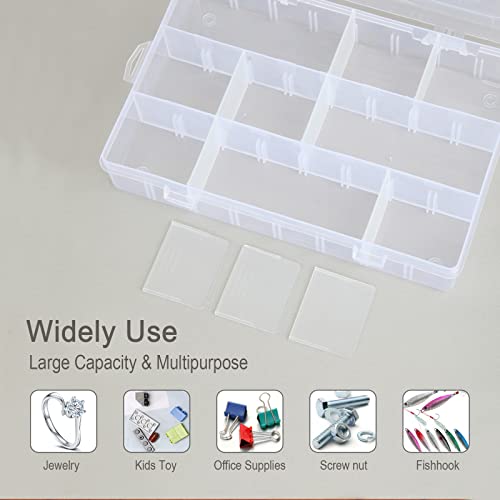 Image of 2Pack 12 Grids Craft Organizers and Storage Bead Organizer Tackle Box Organizer with Adjustable Divider, Plastic, Clear