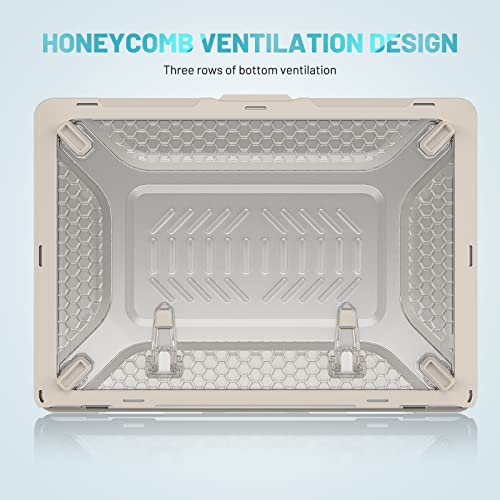 Image of ProElite Case for MacBook Air 13.6 inch 2022 2023 2024 2025 Release M5 /M4 /M3 A3113 M2 A2681 with Touch ID,Heavy Duty Honeycomb Hard Shell with Slim TPU Bumper and Fold Kickstand, Stone