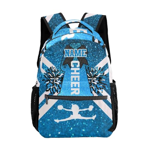 Cheer Blue White Cheerleader Print Custom Causual Shoulder Bag Sports Leisure Camping Backpack for Women Men, 12.2(L)x5.9(W)x16.5(H)inch