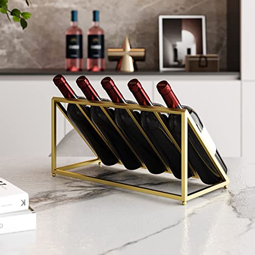 Soporte metálico para vino de 5 botellas para mesa y encimera miniatura 5
