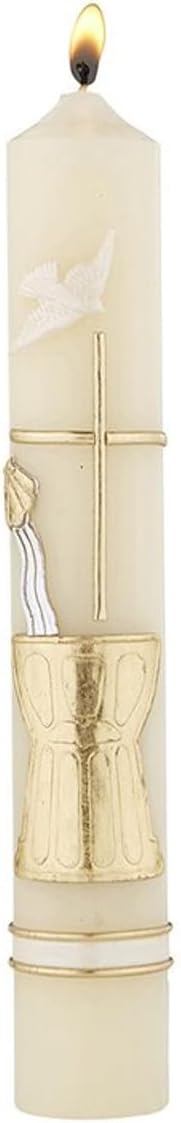 Baptismal Candle Long Lasting Wax Candle for Religious, Memorial and Party Decor, Pack of 4
