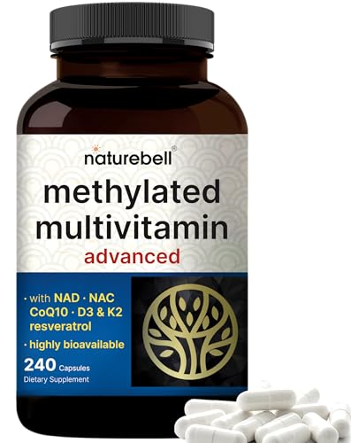 Methylated Multivitamin, 240 Capsules | Highly Bioavailable – 27 Advanced Nutrients – Vitamins A, C, D3, K2 + B Complex with Methylfolate, Methylcobalamin & NAD, NAC, CoQ10, Resveratrol, & Magnesium