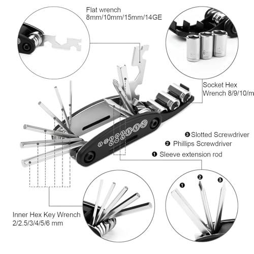 Image of Cycle 15 in 1 Cycle Tool kit Multi-Purpose Mountain Cycle Repair Tool kit Allen Key Spoke Cycle Tool kit Set All Cycle (Cycle Tool kit)