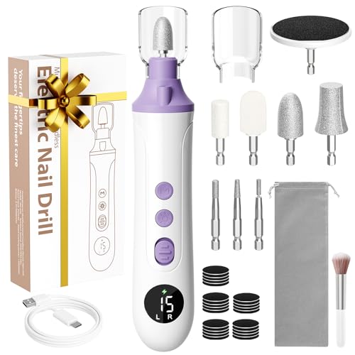 Maniküre Pediküre Set Elektrisch, Nagelfräser, Fußpflege Elektrisch mit 8 Aufsätze zur Nagelpflege, Elektrische Nagelfeile mit 15 Geschwindigkeiten und LED Licht, Aufbewahrungstasche (Weiß) Maniküre Pediküre Set Elektrisch, Nagelfräser, Fußpflege Elektrisch mit 8 Aufsätze zur Nagelpflege, Elektrische Nagelfeile mit 15 Geschwindigkeiten und LED Licht, Aufbewahrungstasche (Weiß)