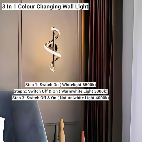 Image of FILLISKA Luxurious LED Wall Lamp for Home with Adjustable Colour Changing Function (FrenchGold Spiral-5255)(1 Year Warranty)