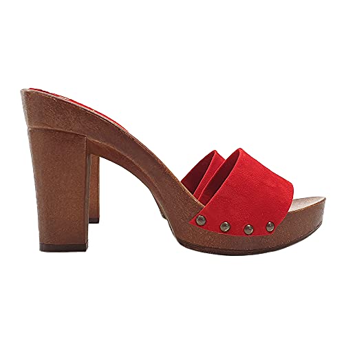 Kiara Shoes Red Clogs In Suede Heel 10 -My810 Cam Rosso thumb #2