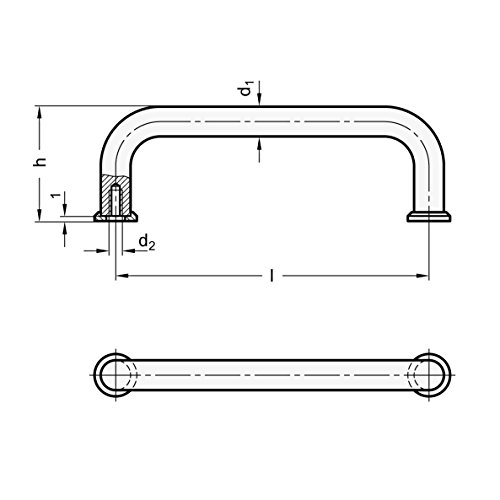 Ganter Standard Elements/Stainless Steel Handles - GN 425 Diameter: 10 mm Stainless Steel Matte Blasted, Silber, Länge l1: 235mm - Image 2
