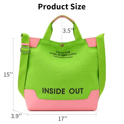 Image of Canvas Tote Bag For Women inside out bag Crossbody Handbag with Adjustable Strap and Coin Purse for Work,Travel,Grocery
