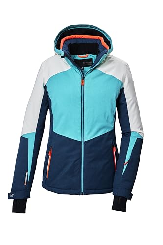 killtec Damen Skijacke/Funktionsjacke mit abzippbarer Kapuze und Schneefang KSW 66 WMN SKI JCKT, aqua, 38, 41952-000