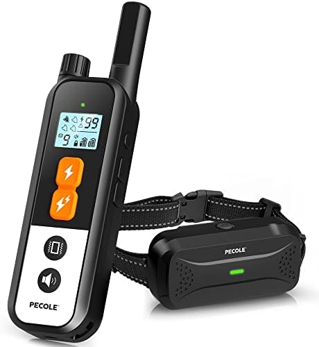 PECOLE Dog Shock Collar - Dog Training Collar with Remote 1600FT, 3 Training Modes with 99 Adjustable Levels, Rechargeable Waterproof E-Collar with Security Lock for All Breeds and Sizes