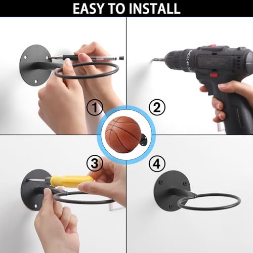 2Pcs Ball Holders for Wall Sturdy Football Stand Wall Mounted, Football Stand Display - Image 4