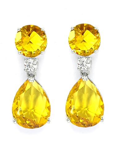 Image of Karatcart Silver Tone Green American Diamond Drop Earrings for Women