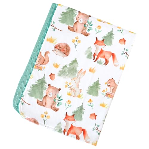 Image of Honey Lemonade - Premium Soft Plush Lightweight Minky Dot Toddler Baby Blanket for Newborn 30 inchx40 inch - Soft Baby Blanket for Boys and Girls - (Forest Friends Green) Unisex