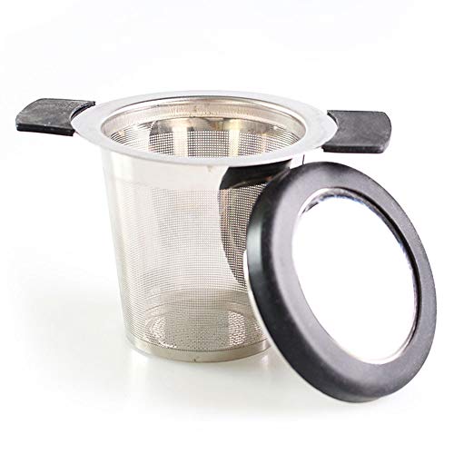 KKTICK Colador de t, de acero inoxidable 304, con filtro de t de gel de slice, asa de la tapa, colador de t de alta calidad, adecuado para la mayora de teteras, tazas de t y cuencos de t.