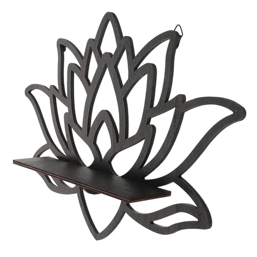 TIDTALEO Estante Flotante de Madera Diseño de Flor Loto Calada, Estantería Rinconera para Pared de Sala y Dormitorio, Organizador Decorativo Moderno para Hogar, 22.5 X 33 Cm