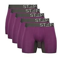 STEP ONE Mens Underwear Boxers 5-Pack - Moisture-Wicking, 3D Pouch + Chafe-Reducing Men's Underwear. Men's Clothing Fabric Made from Viscose from Bamboo Trunks - Boxer Briefs