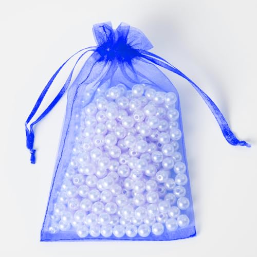 Image of 100PCS Organza Bags, 4x6 inches (10x15cm) Small Mesh Bags Drawstring, Blue Jewelry Gift Pouches for Wedding, Party, Festival, Bathroom Soaps