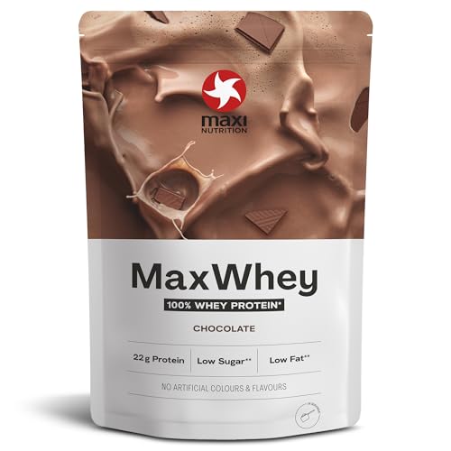 MaxiNutrition 100% Whey Premium-Proteinpulver Chocolate 420g, ohne künstliche Aromen, Eiweißpulver aus 100% Molke, ergibt 14 Protein-Shakes à 23g Eiweiß, low carb, inkl. Vitamin B6, Made in Germany