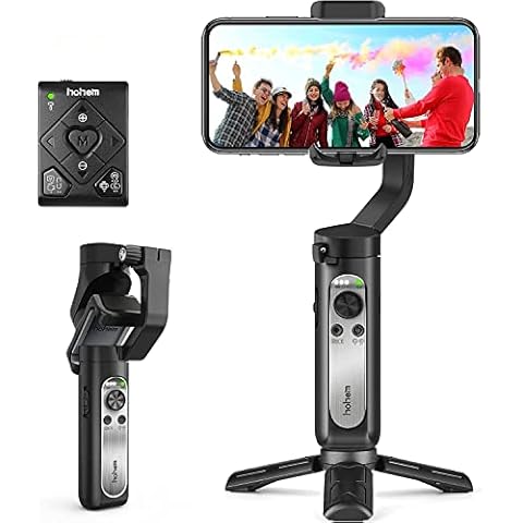 hohem X2 Gimbal, Portable 3-Axis Gimbal Stabilizer for Smartphone with Remote Control, APP Interaction Phone gimbal for Filmmaking, 10 Hours Battery Life and Phone Emergency Charging Gimble, Black Cover