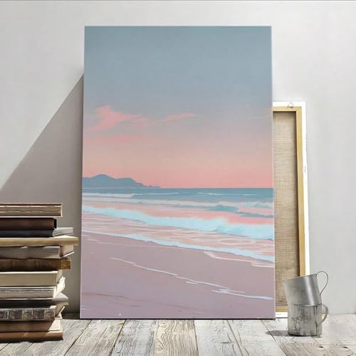 Toile vague lever du soleil 21x30cm pour habiller un mur vide sans encombrer