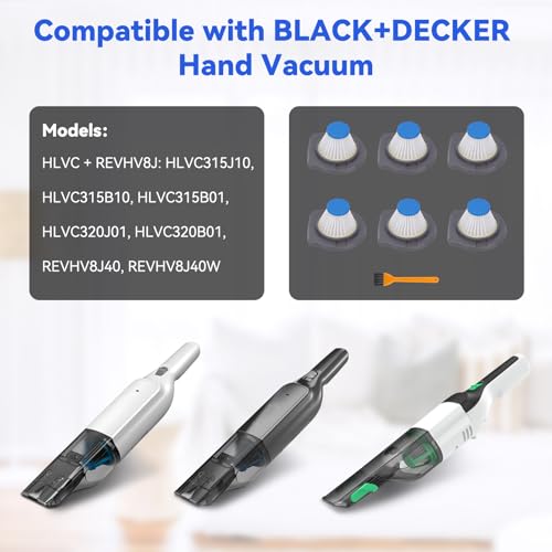 Image of HLVCF10 Vacuum Filter Replacement Compatible with BLACK and DECKER Dustbuster AdvancedClean & Reviva Series Hand Vacuum Cleaner (4 Pack)