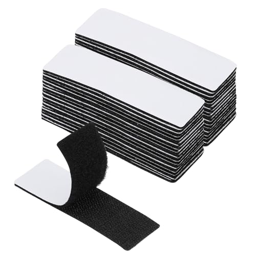 Image of PATIKIL 1.2x3.9 Inches Hook and Loop Dots, 16 Sets Nylon Blend Rectangle Self Adhesive Tape Strong Sticky-Back Fasteners Double-Sided Adhesive Strip for Office Home Crafting, Black
