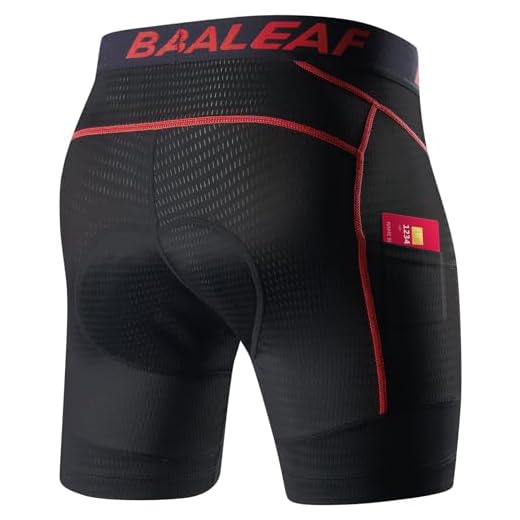 baleaf Men's Cycling Underwear 4D Padded Bike Shorts Pocket Mountain Bike Liner Bicycle Gear Red L