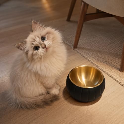 Black Pumpkin Shape Pet Bowl 304 Stainless Steel for Dogs and Cats - Image 3