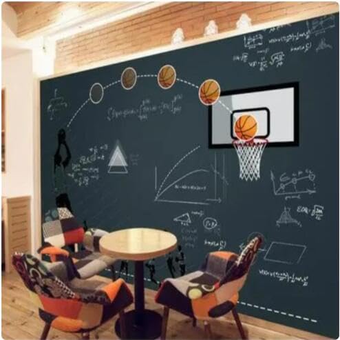 Función De Pizarra De Baloncesto 3D Restaurante Bar Papel De Pared Gimnasio Escuela Decoración Industrial Mural Fondos De Pantalla 3D-250Cmx175Cm