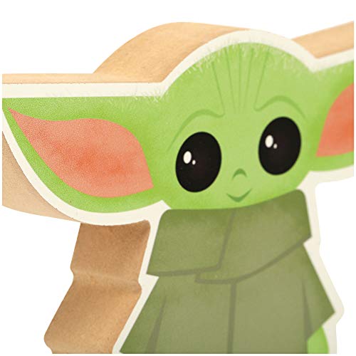Image of Disney Star Wars Baby Yoda Shelf Sitter Decor | Chunky Wood Block Cutout for Kids' Bedroom, Play Room or Office