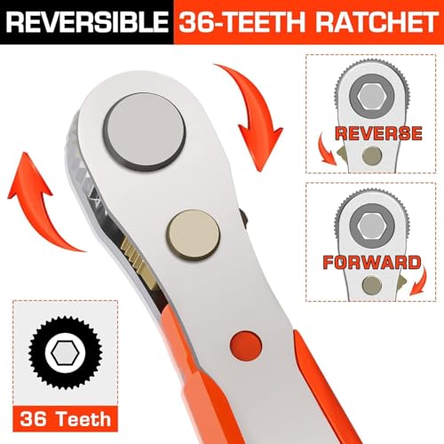 Image of AASONS Mini Ratchet Wrench, Right Angle Phillips Magnetic Screwdriver For Confined Hard To Reach Spaces With 1 /4 inch Drive High Torque Offset Reversible Mini Ratchet Spanner For Tight Areas