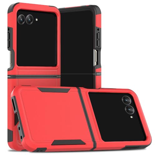 LUNBER-ARMOR�EFor Razr 70 Ultra �P�[�X �ϏՌ� �J�o�[ �܂肽���݌^ TPU+�v���X�`�b�N �J�[�h���[ �n�[�h�P�[�X �V���v��(���b�h)