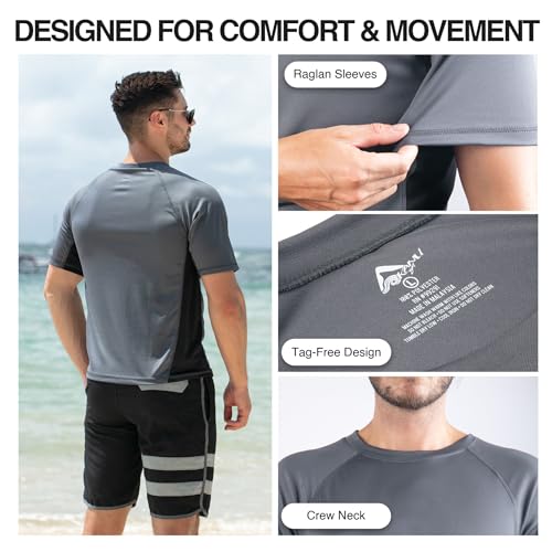 Kanu Surf Men's Cb Rashguard UPF 50+ Swim Shirts (Regular & Extended Sizes) Rash Guard Shirt (Pack of 1)