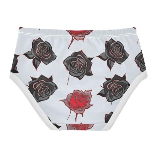 Cotton Toddler Underwear Floral Black Red Roses Girl Panties Cute Artistic Underpants Briefs 2t2