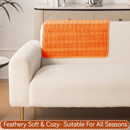 Image of HOKIPO 'Plush Haven' Premium Anti-Slip Backrest Mat | Soft Fluffy Plush Fabric, Orange - 1 PC (AR-6256-OR)