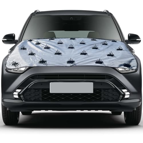 Image of Dustproof Bonnet Spike Car Cover Complete Protection from Street Dogs Cat Monkeys & Wild Animals, compatible with Universal Fit Sedan, Coupe, Hatchback, SUV, Van, Pickup, Crossover, Grey