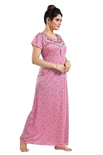 Image of Women's Hosiery Cotton Nighty /Night Dress /Gown in Maternity Wear Printed Maxi