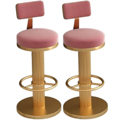 Taburete de bar giratorio de 360° con reposapiés y respaldo de altura ajustable, elegante silla de terciopelo para desayuno, cajero y cocina, fácil montaje