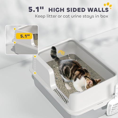 Caja de arena grande para gatos PawHut acero inoxidable miniatura 3