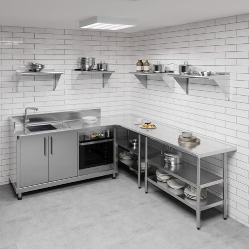 Image of AmGood 14 in. x 30 in. Stainless Steel Wall Shelf | NSF | Metal Shelving | Garage, Laundry, Storage, Utility Room | Restaurant, Commercial Kitchen