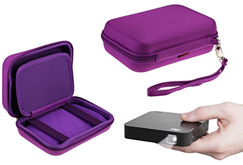 Funda protectora portátil de mano para proyector Navitech color púrpura, compatible con AAXA P3-X DLP Pico