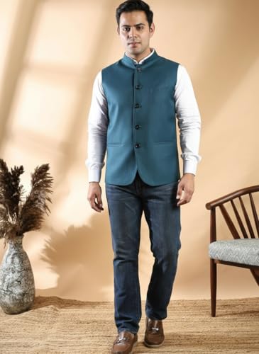 Image of Ethluxis Men's Designer Solid Nehru Jacket /Waist Coat /Bandhgala