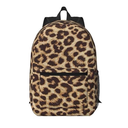 Mochila universitaria negra con estampado de leopardo EdWal ligera unisex