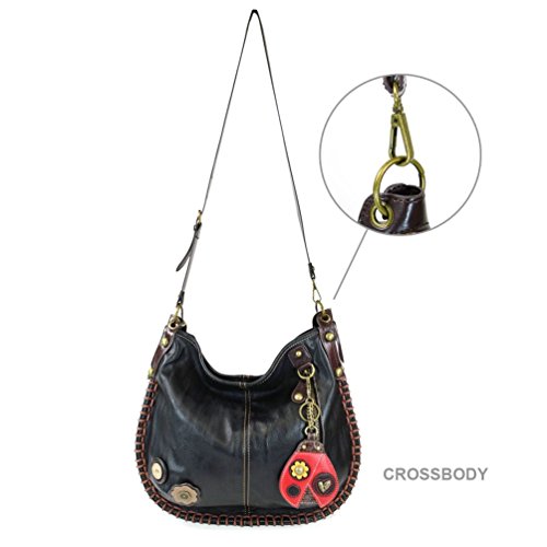 Chala CONVERTIBLE Hobo Large Tote Bag LADYBUG Vegan Leather BLACK3