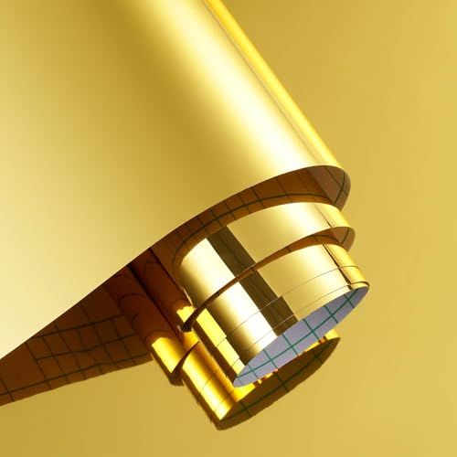 Decotalk Espejo Adhesivo Oro Pegatinas Reflectantes Autoadhesivas 30X300cm Papel Pintado Autoadhesivo Espejo Oro Flexible Vinilo Efecto Espejos Decorativos Para Muebles Vinilo Encimera Cocina